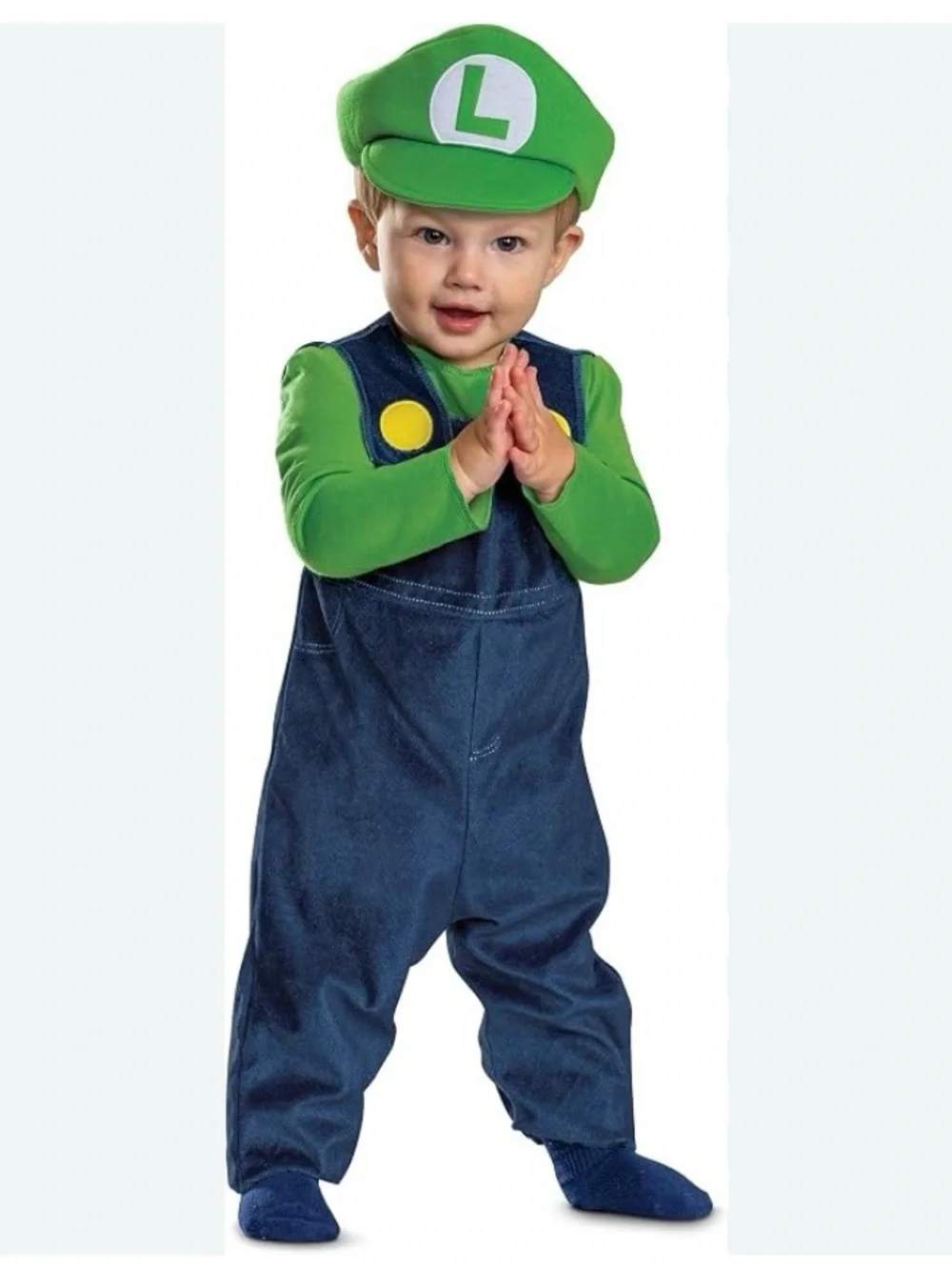 Nintendo Green Luigi-Inspired Toddler Costume with Navy Overalls